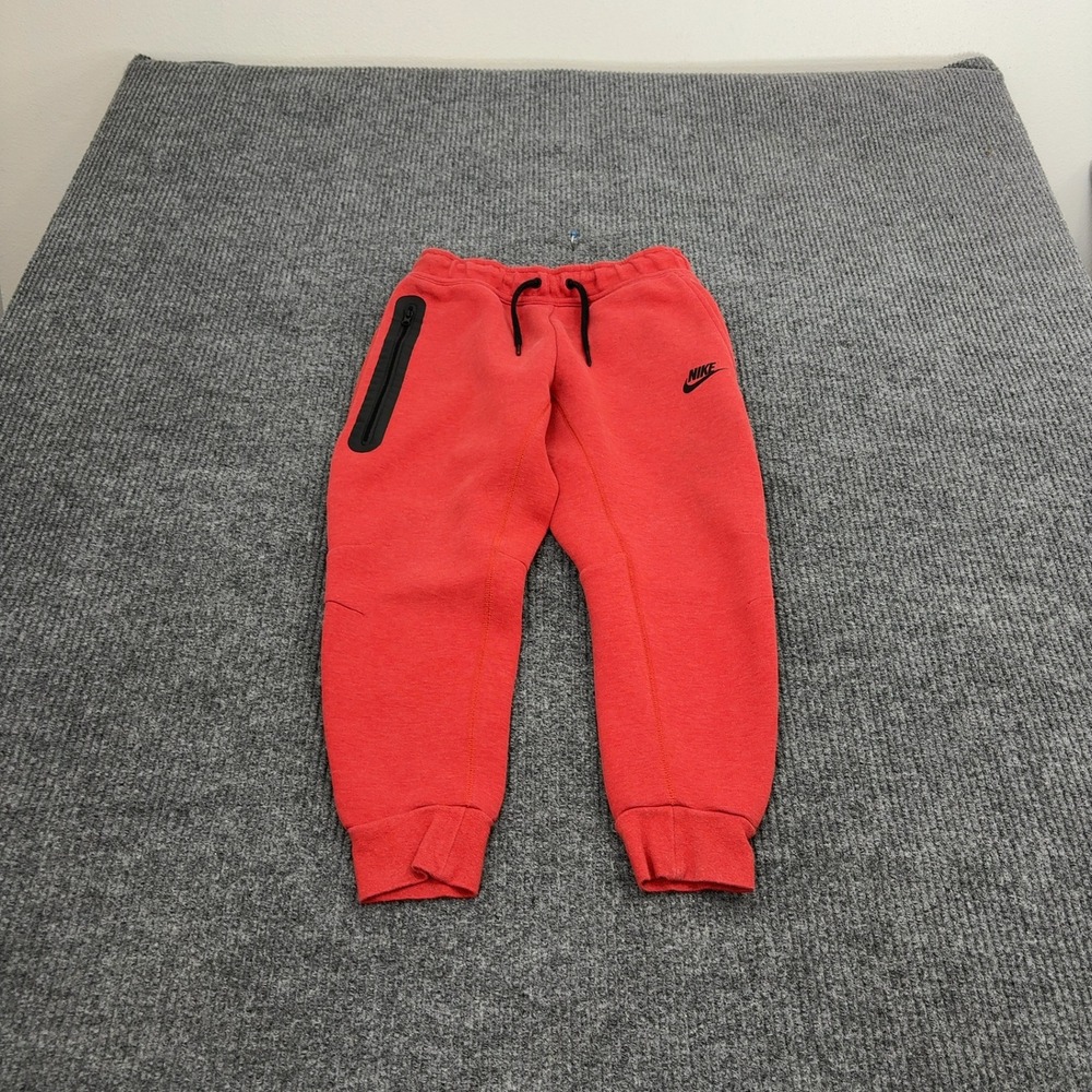 Nike Joggers Boys‎ S Red Cotton Blend Tech Fleece Athletic Sportswear Casual